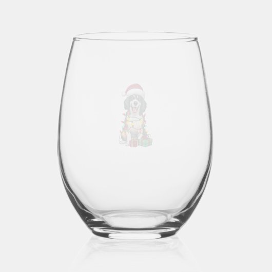 Verre À Vin Sans Pied Noël Éclairage Santa Hat Kuvasz Chien Noël (Verso)
