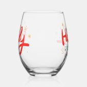 Verre À Vin Sans Pied Noël Holly Jolly Fun Winter Nom personnalisé (Gauche)