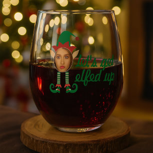 Verre À Vin Sans Pied Noël personnalisé Faisons la fête avec les elfes