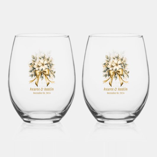 Verre À Vin Sans Pied Noël White Winterberry Invitation (Recto)