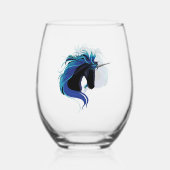 Verre À Vin Sans Pied Noir Unicorne Bleu argent (Verso)