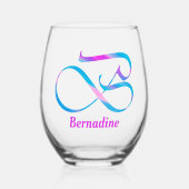 Verre À Vin Sans Pied Nom customisé Monogramme "B" Rose printanier Abstr (Recto)