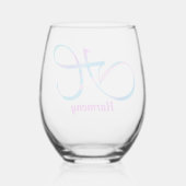 Verre À Vin Sans Pied Nom customisé Monogramme "H" Rose printanier Abstr (Verso)