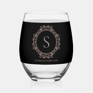 Verre À Vin Sans Pied Nom de famille élégant Black Blush