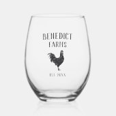 Verre À Vin Sans Pied Nom de ferme personnalisé du poulet rustique (Recto)
