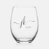 Verre À Vin Sans Pied Nom de la mariée personnalisée Monogramme (Recto)