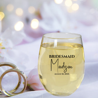 Verre À Vin Sans Pied Nom de l'aide-ménagère Date personnalisée