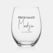 Verre À Vin Sans Pied Nom de l'aide-ménagère Date personnalisée (Recto)