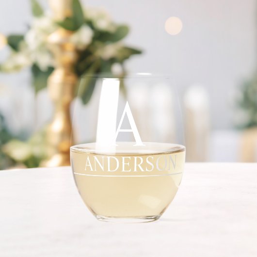 Verre À Vin Sans Pied Nom de monogramme Classique personnalisée (Insitu (Mariage))