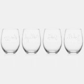 Verre À Vin Sans Pied Nom de script personnalisé simple Bridesmaid Cadea (Dos)
