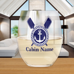 Verre À Vin Sans Pied Nom du bateau nautique personnalisé Ancre Marine B