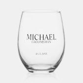 Verre À Vin Sans Pied Nom du Groomsman Personnalisé Classique (Recto)