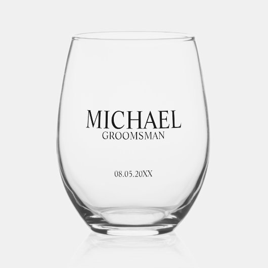 Verre À Vin Sans Pied Nom du Groomsman Personnalisé Classique (Recto)