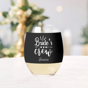 Verre À Vin Sans Pied Nom du Mariage d'équipage de la mariée mignonne