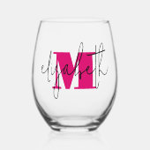 Verre À Vin Sans Pied Nom du script à la main Monogramme (Recto)