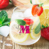 Verre À Vin Sans Pied Nom du script à la main Monogramme