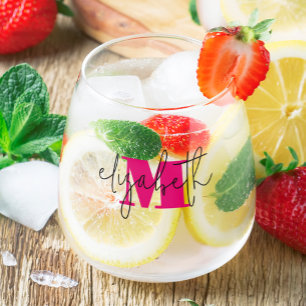 Verre À Vin Sans Pied Nom du script à la main Monogramme