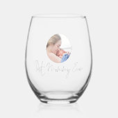 Verre À Vin Sans Pied Nom du script photo personnalisé de la meilleure m (Recto)