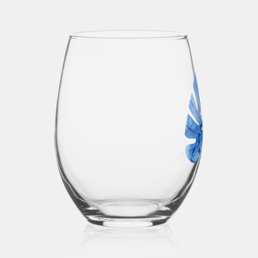 Verre À Vin Sans Pied Nom élégant subtil, Cobalt Tropical Monstera Leaf (Droite)