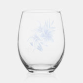 Verre À Vin Sans Pied Nom élégant subtil, Frangipanis Tropical Cobalt (Verso)