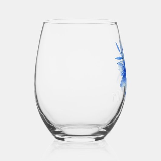 Verre À Vin Sans Pied Nom élégant subtil, Frangipanis Tropical Cobalt (Droite)