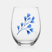 Verre À Vin Sans Pied Nom élégant subtil sur la feuille de Cobalt Tropic (Recto)
