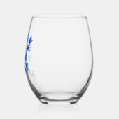 Verre À Vin Sans Pied Nom élégant subtil sur la feuille de Cobalt Tropic (Gauche)