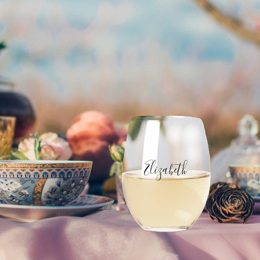 Verre À Vin Sans Pied Nom élégante femme script