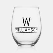 Verre À Vin Sans Pied Nom et monogramme initial personnalisé (Recto)