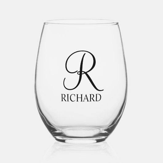 Verre À Vin Sans Pied Nom et monogramme personnalisés (Recto)