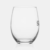 Verre À Vin Sans Pied Nom initial blanc et nom noir | Moderne (Droite)