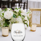 Verre À Vin Sans Pied Nom initial du monogramme simple