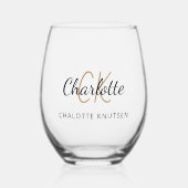 Verre À Vin Sans Pied Nom initial du monogramme simple (Recto)