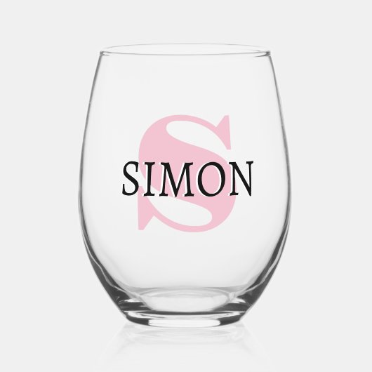 Verre À Vin Sans Pied Nom initial et noir de l'orchidée rose | Moderne (Recto)