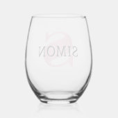 Verre À Vin Sans Pied Nom initial et noir de l'orchidée rose | Moderne (Verso)
