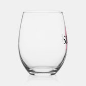 Verre À Vin Sans Pied Nom initial et noir de l'orchidée rose | Moderne (Droite)