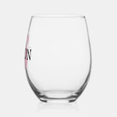 Verre À Vin Sans Pied Nom initial et noir de l'orchidée rose | Moderne (Gauche)