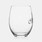 Verre À Vin Sans Pied Nom initial et noir du gris de cendre | Moderne (Droite)