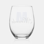 Verre À Vin Sans Pied Nom initial et nom noir Heather | Moderne (Verso)