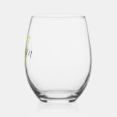 Verre À Vin Sans Pied Nom initial et nom noir jaune citron | Élégant (Gauche)
