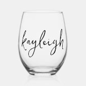 Verre À Vin Sans Pied Nom manuscrit Mariage EVJF Fête de mariage (Recto)