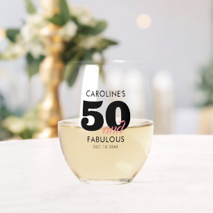 Verre À Vin Sans Pied Nom Moderne 50e Anniversaire