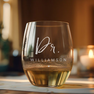 Verre À Vin Sans Pied Nom personnalisé Dr Minimaliste Docteur Graduation