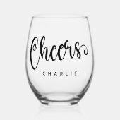 Verre À Vin Sans Pied Nom personnalisé du script mignon (Recto)