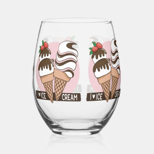 Verre À Vin Sans Pied Nom personnalisé Ice Cream Lover