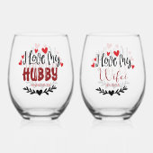 Verre À Vin Sans Pied Nom Personnalisé J'Aime Mon Hubby Wifei (Recto)