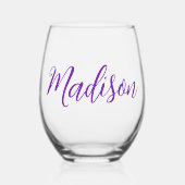 Verre À Vin Sans Pied Nom personnalisé joli violet Script manuscrit (Recto)