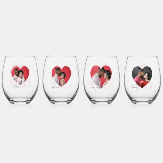 Verre À Vin Sans Pied Nom personnalisé Photo 4 Citation en couple (Dos)