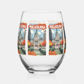 Verre À Vin Sans Pied Nom personnalisé Retro Philadelphie (Recto)