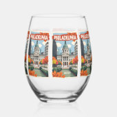 Verre À Vin Sans Pied Nom personnalisé Retro Philadelphie (Verso)